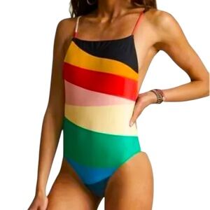 NEW Billabong x Sincerely Jules Mas Fiestas Multi-Color Colorblock One-Piece